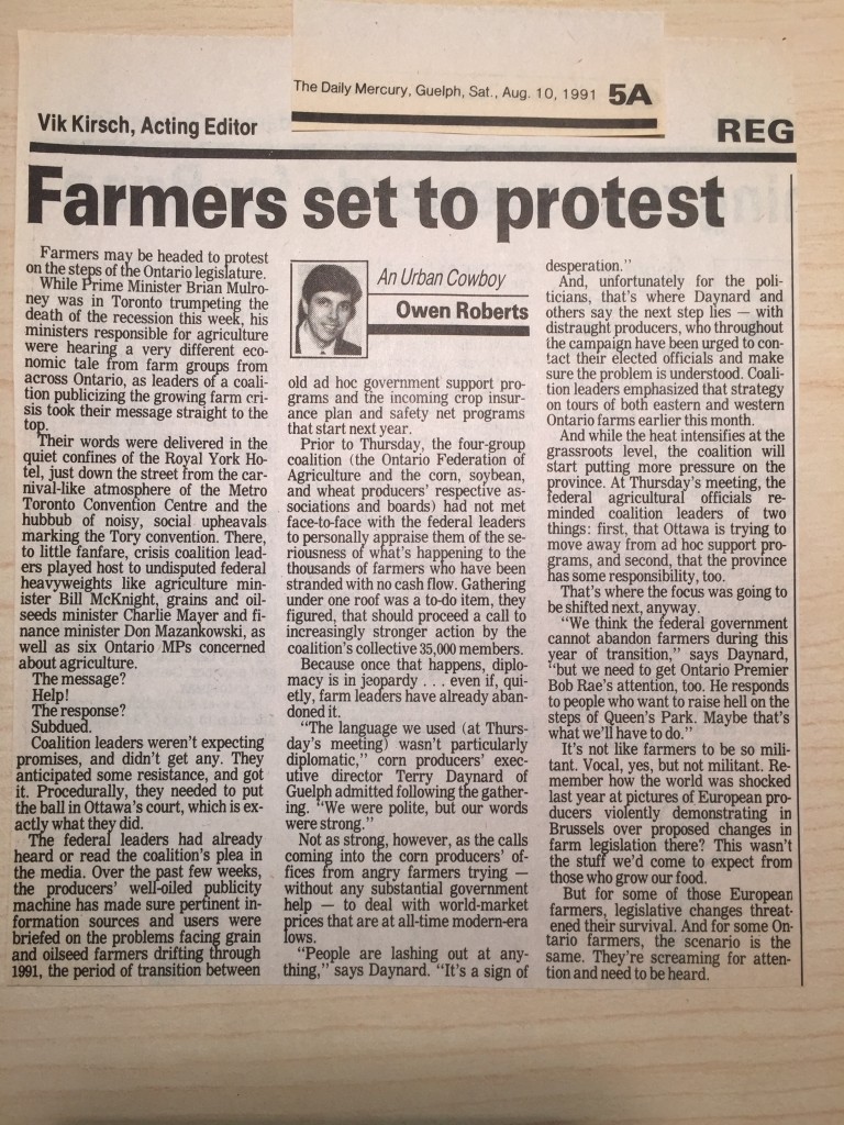 One of my early Urban Cowboy columns, from August 1991. 